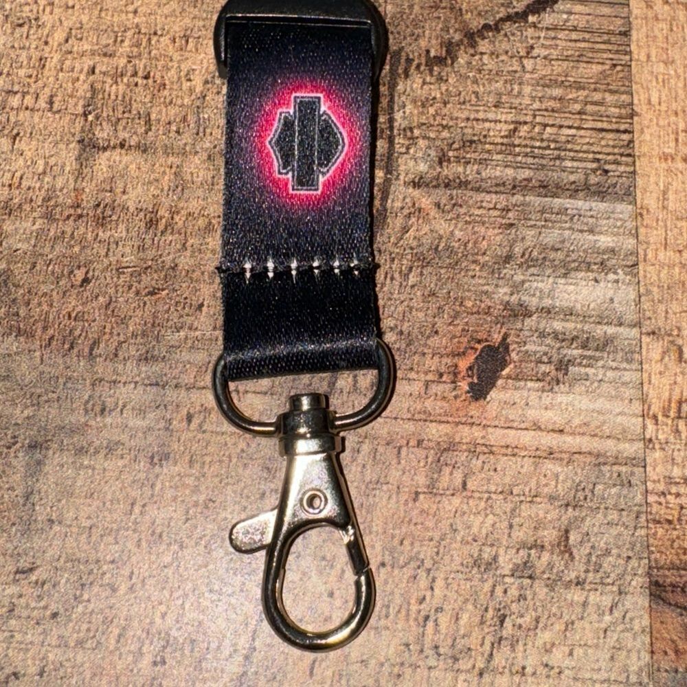 Harley-Davidson® Studded Fierce Rhinestones Black Lanyard - Picture 2 of 6